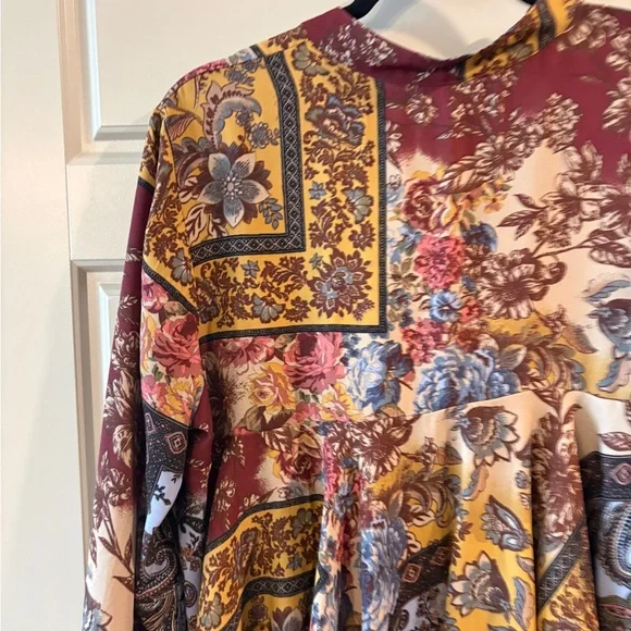 Chacha Vente Boho Paisley Tie Neck High Low Tunic Blouse Size M - Picture 14 of 16